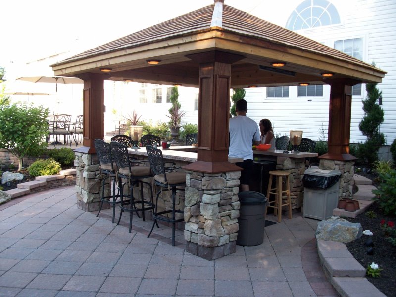 backyard bar island with pavilion